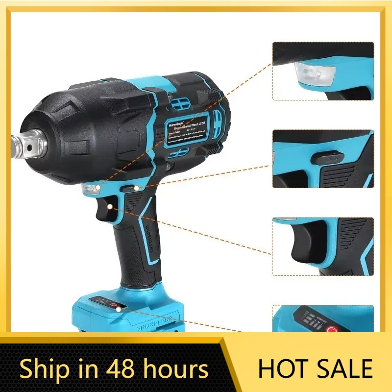 Torque Wrench - เฮมเมอร์ดิงเกอร์ 1600N ประแจกระแทกไร้สายแบบไร้แปรงถ่าน รุ่น LB268, เครื่องมือไฟฟ้าไร้สายพร้อมไฟ