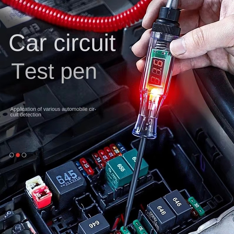 Car Diagnostic Tool - 5V-120V เครื่องทดสอบรถยนต์ปากกาทดสอบวงจรแรงดันไฟฟ้า DC จอแสดงผลดิจิตอลปากกาไฟฟ้าปากกาโพรบปากกาเครื่องมือวินิจฉัยอัตโนมัติ 2V 12V