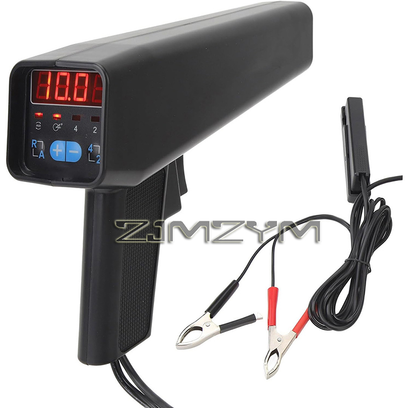 Timing Light Gun - ไฟตั้งเวลาจุดระเบิดแบบดิจิตอล 12V สำหรับเครื่องยนต์เบนซิน พร้อมคลิปเซ็นเซอร์แบบเลื่อน สำหรับรถยนต์ มอเตอร์ไซค์